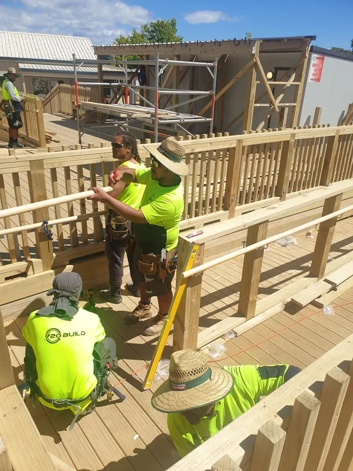 Deck construction in progress - Elevate Building and Design Auckland